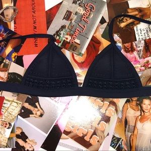 Triangl black embroidered bikini top